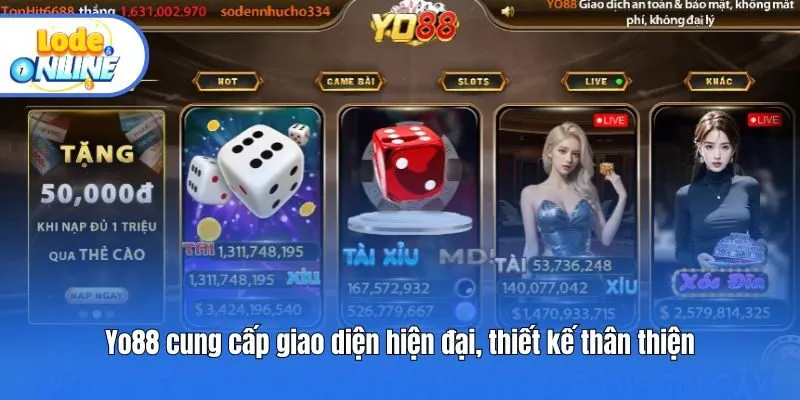 Yo88 cung cấp giao diện hiện đại, thiết kế thân thiện